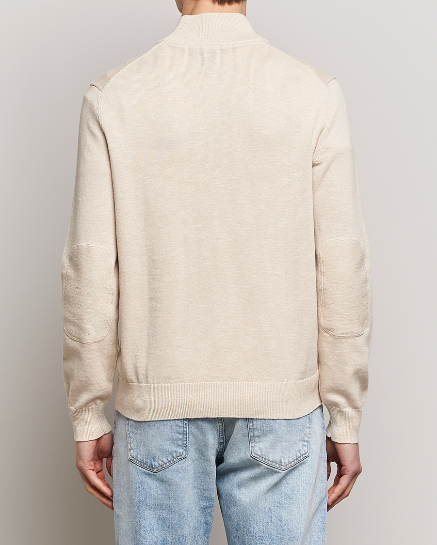 Herre | Gensere | Morris | Harold Cotton/Linen Summer Half Zip Ecru