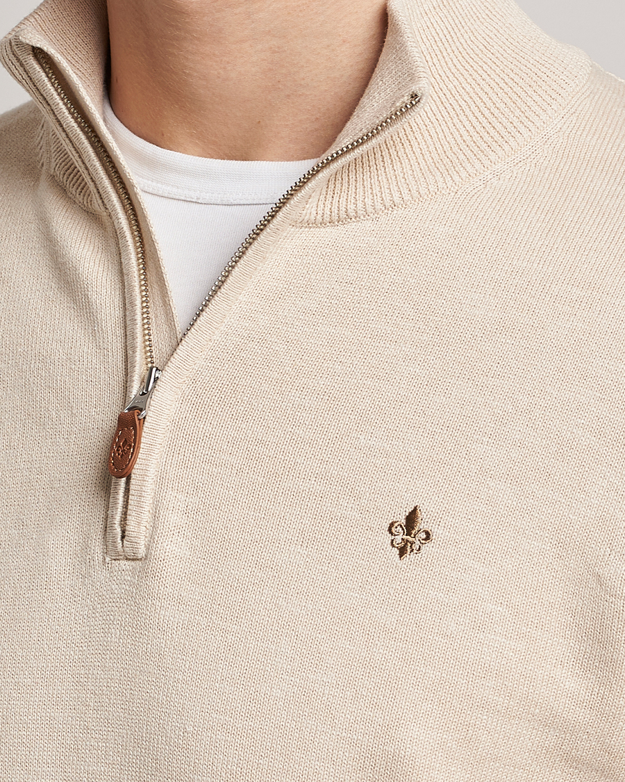 Herre | Gensere | Morris | Harold Cotton/Linen Summer Half Zip Ecru