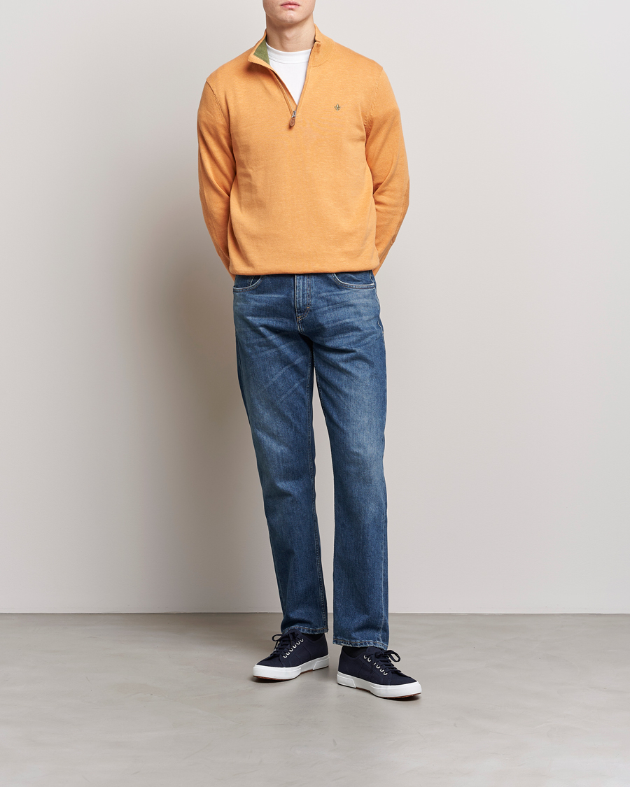 Herre | Gensere | Morris | Harold Cotton/Linen Summer Half Zip Orange