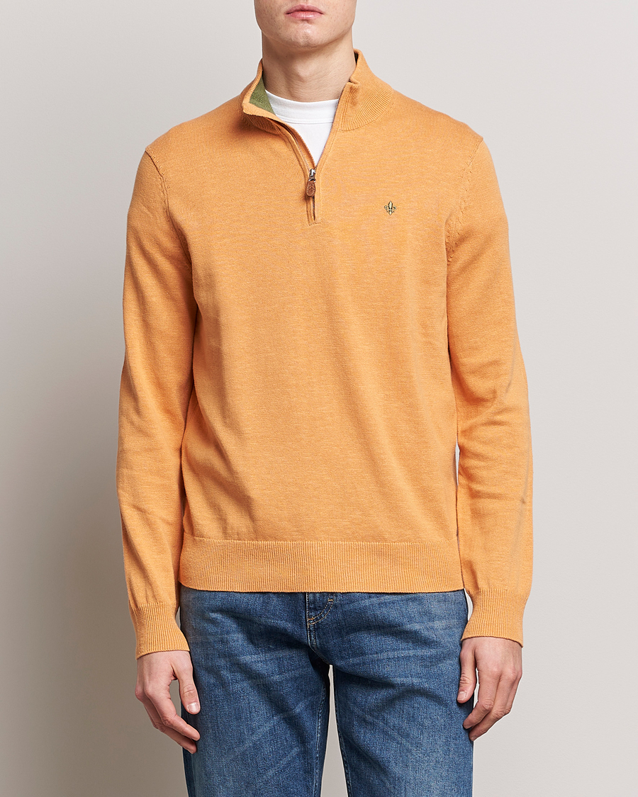 Herre | Gensere | Morris | Harold Cotton/Linen Summer Half Zip Orange