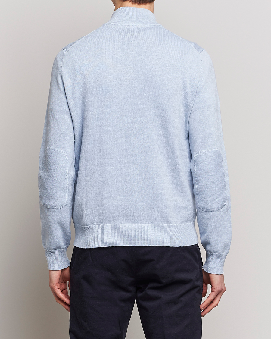 Herre | Gensere | Morris | Harold Cotton/Linen Summer Half Zip Light Blue