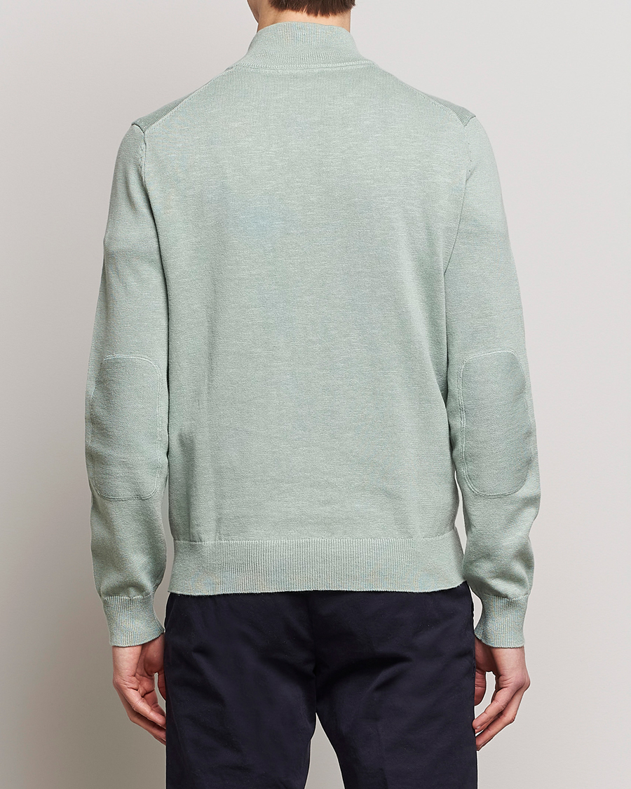 Herre | Gensere | Morris | Harold Cotton/Linen Summer Half Zip Mint Green
