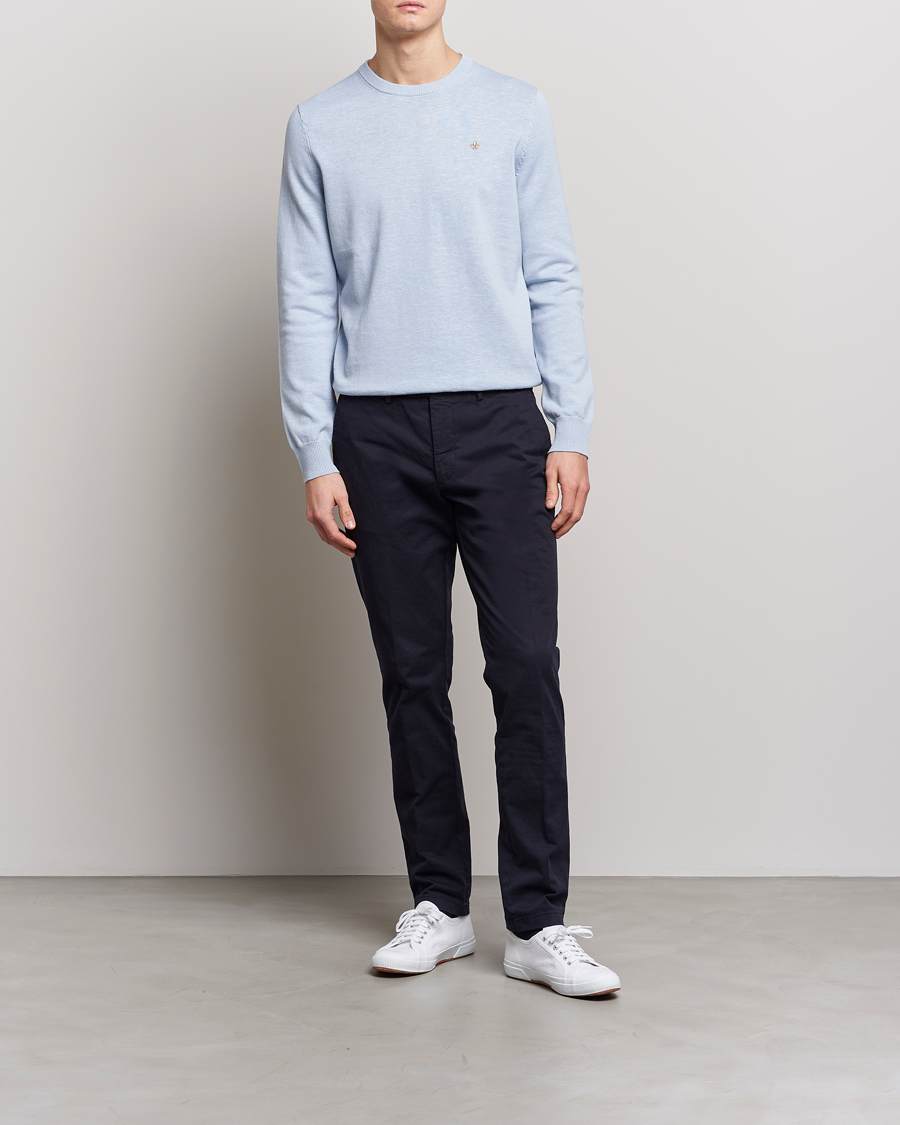 Herre | Gensere | Morris | Harold Cotton/Linen Summer Crew Neck Light Blue