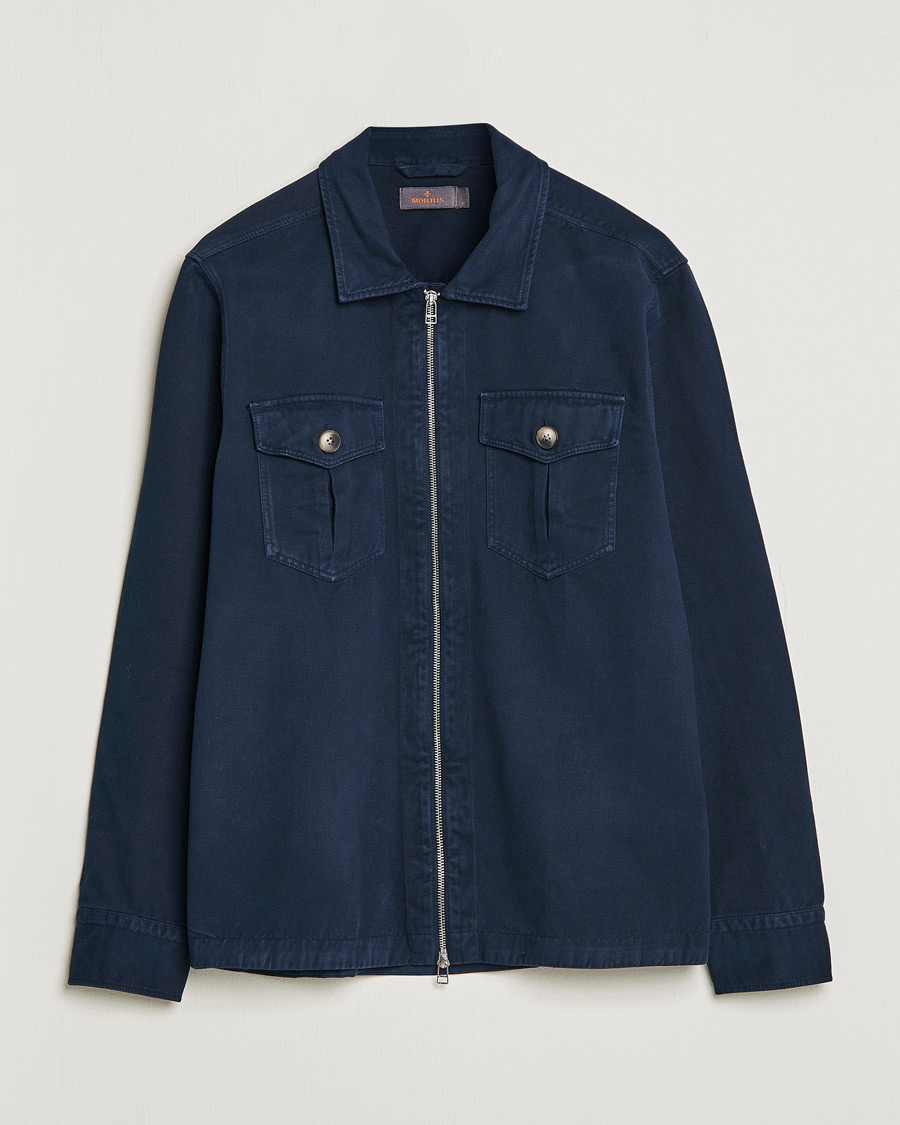 Herre | Skjorter | Morris | Brayden Zip Overshirt Old Blue