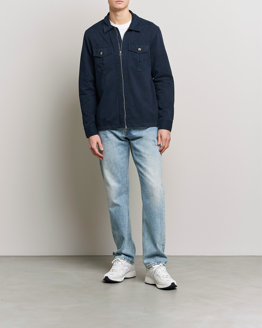Herre | Skjorter | Morris | Brayden Zip Overshirt Old Blue