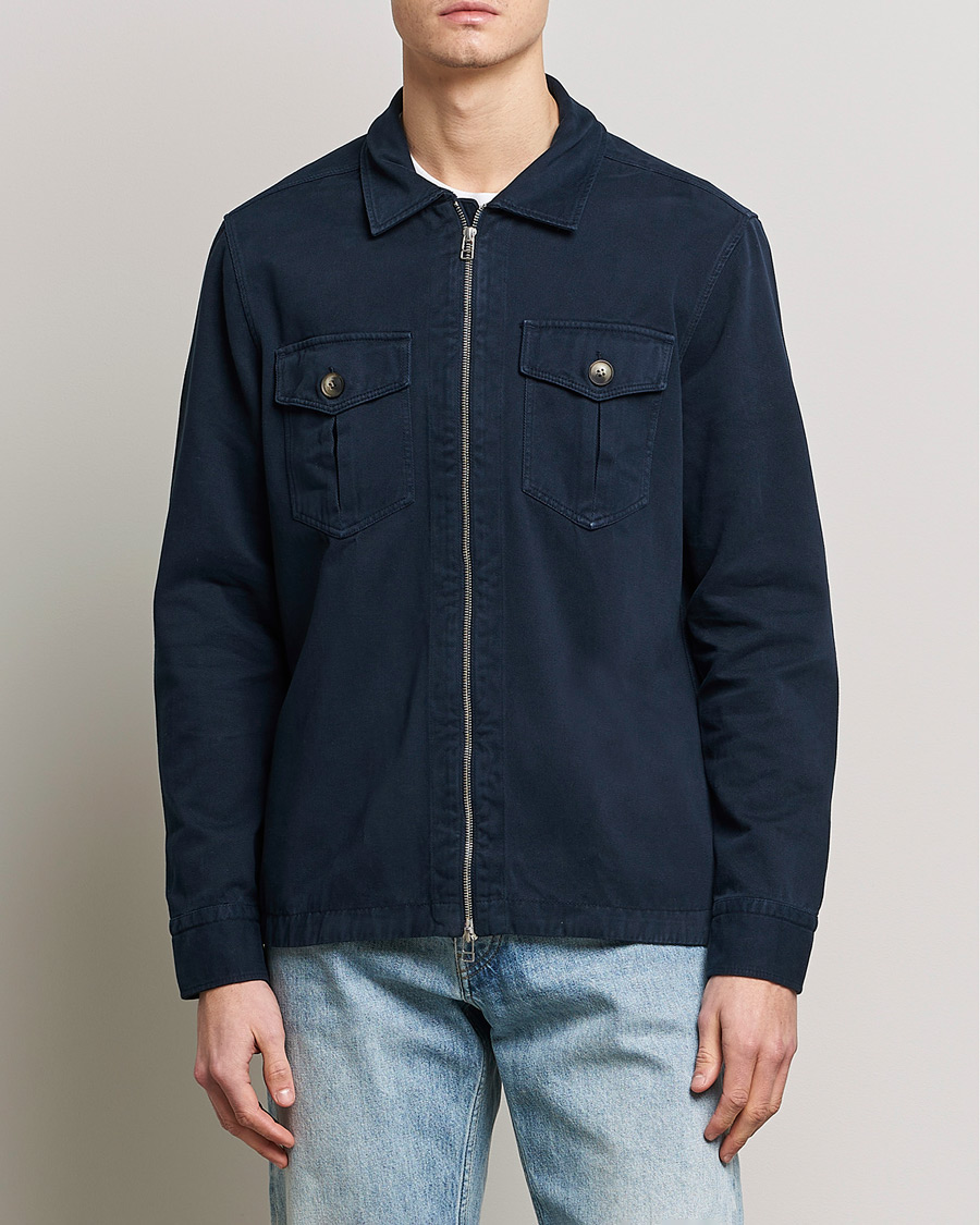 Herre | Skjorter | Morris | Brayden Zip Overshirt Old Blue