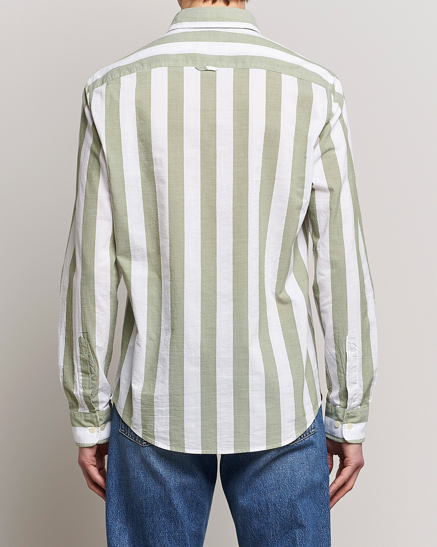 Herre | Skjorter | Morris | Cotton Blockstripe Button Down Shirt Green/White