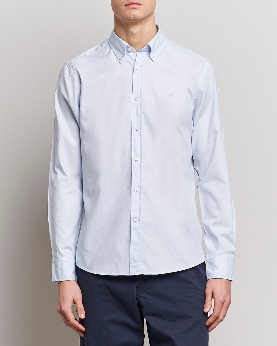 Herre | Casualskjorter | Morris | Structured Washed Button Down Shirt Light Blue