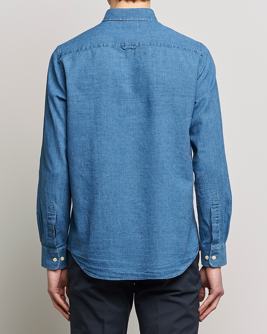 Herre | Skjorter | Morris | Cotton /Linen Indigo Button Down Shirt Medium Blue