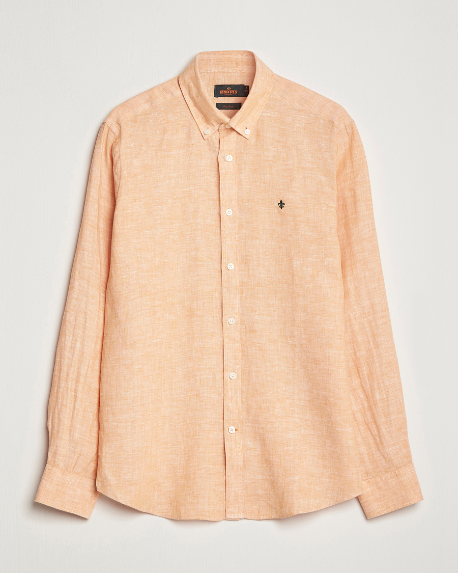 Herre | Skjorter | Morris | Douglas Linen Button Down Shirt Orange