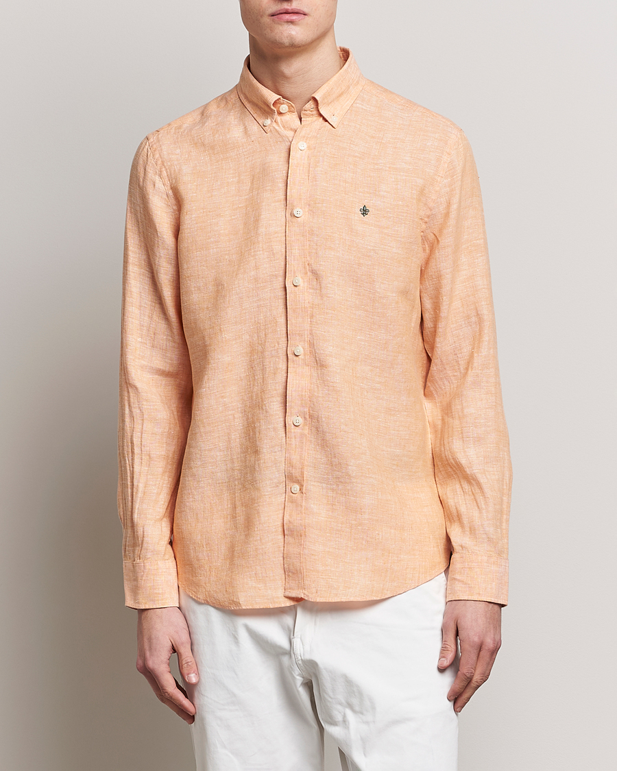 Herre | Plagg i lin | Morris | Douglas Linen Button Down Shirt Orange