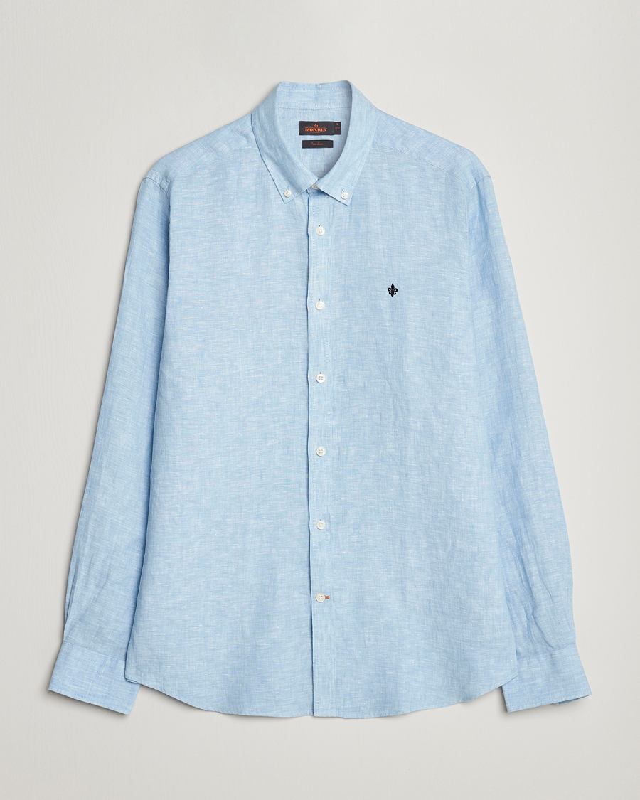 Herre | Skjorter | Morris | Douglas Linen Button Down Shirt Light Blue