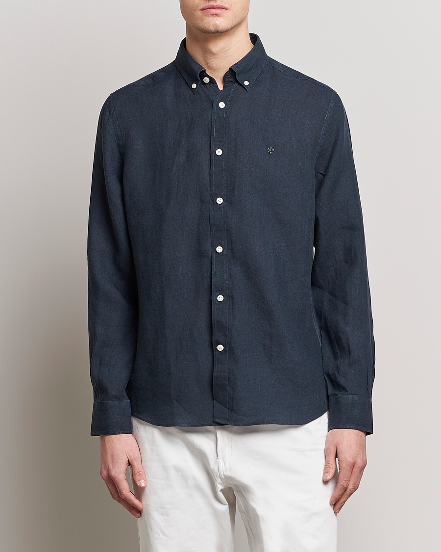 Herre | Morris | Morris | Douglas Linen Button Down Shirt Navy