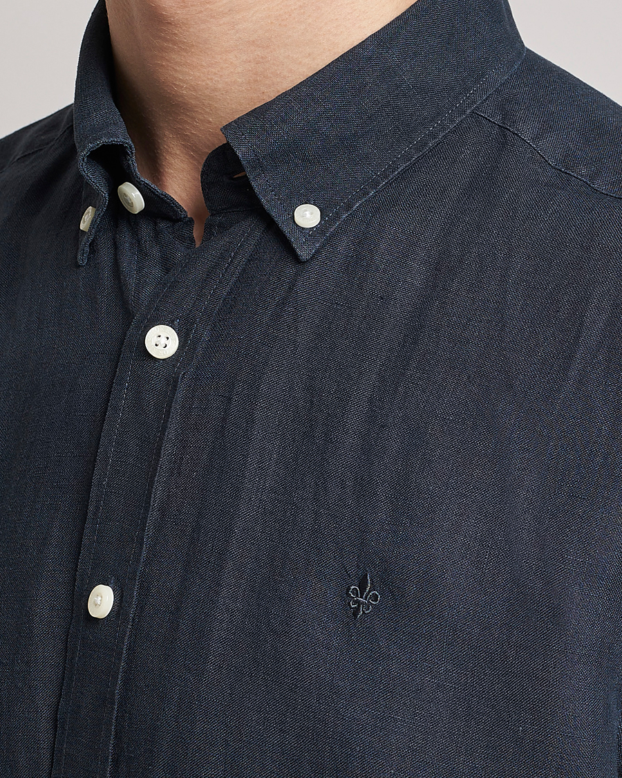 Herre | Skjorter | Morris | Douglas Linen Button Down Shirt Navy