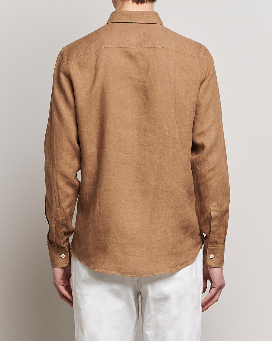 Herre | Skjorter | Morris | Douglas Linen Button Down Shirt Khaki Brown