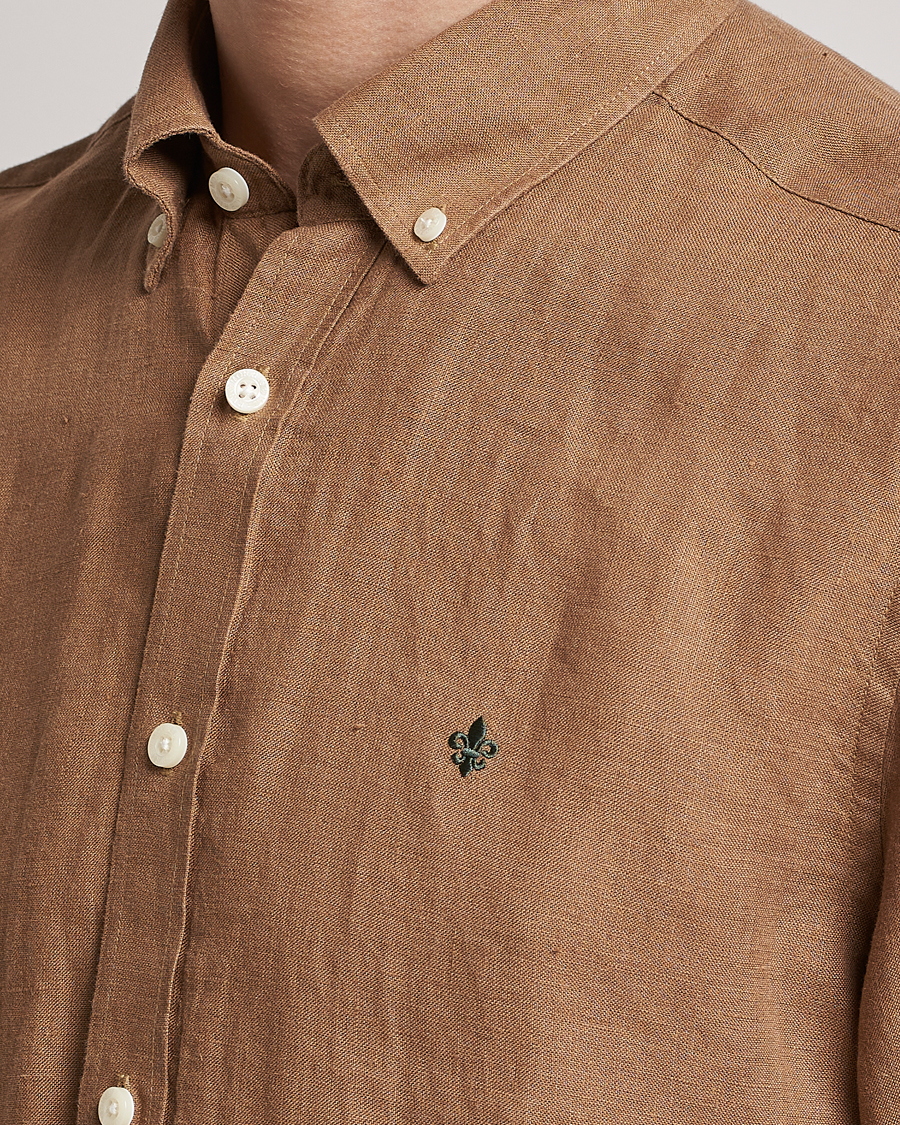 Herre | Skjorter | Morris | Douglas Linen Button Down Shirt Khaki Brown