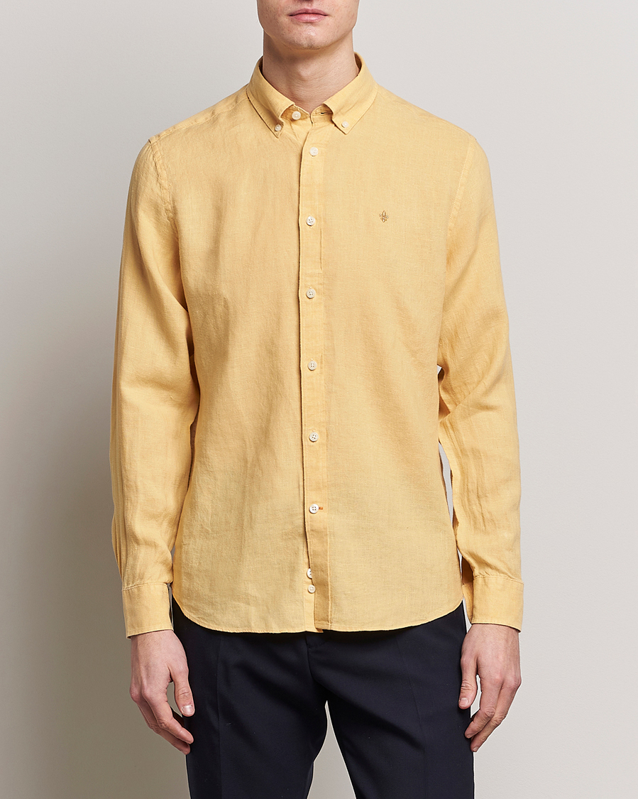 Herre | Linskjorter | Morris | Douglas Linen Button Down Shirt Yellow