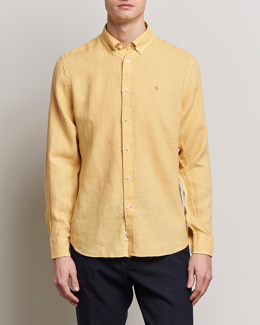 Herre | Skjorter | Morris | Douglas Linen Button Down Shirt Yellow