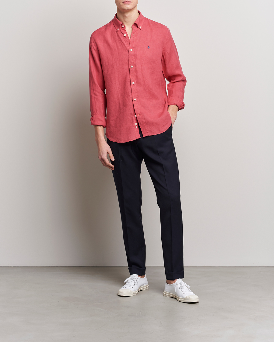 Herre | Skjorter | Morris | Douglas Linen Button Down Shirt Red