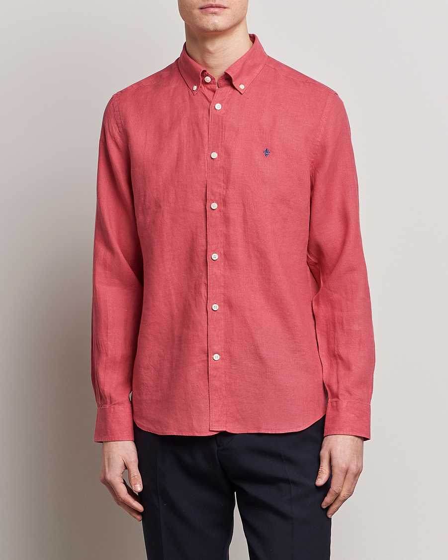 Herre |  | Morris | Douglas Linen Button Down Shirt Red