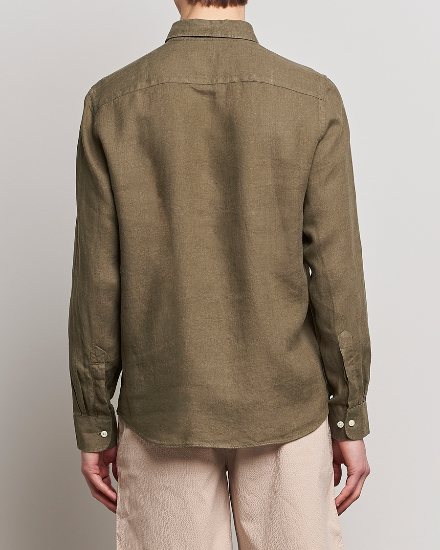 Herre | Skjorter | Morris | Douglas Linen Button Down Shirt Dark Green