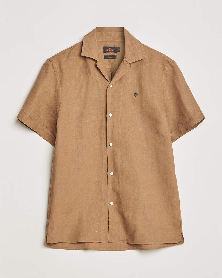 Herre | Skjorter | Morris | Douglas Linen Short Sleeve Shirt Khaki Brown