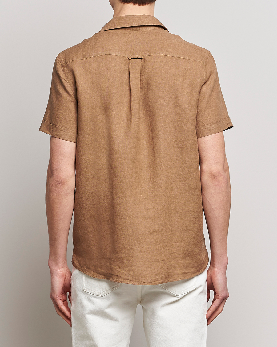 Herre | Skjorter | Morris | Douglas Linen Short Sleeve Shirt Khaki Brown