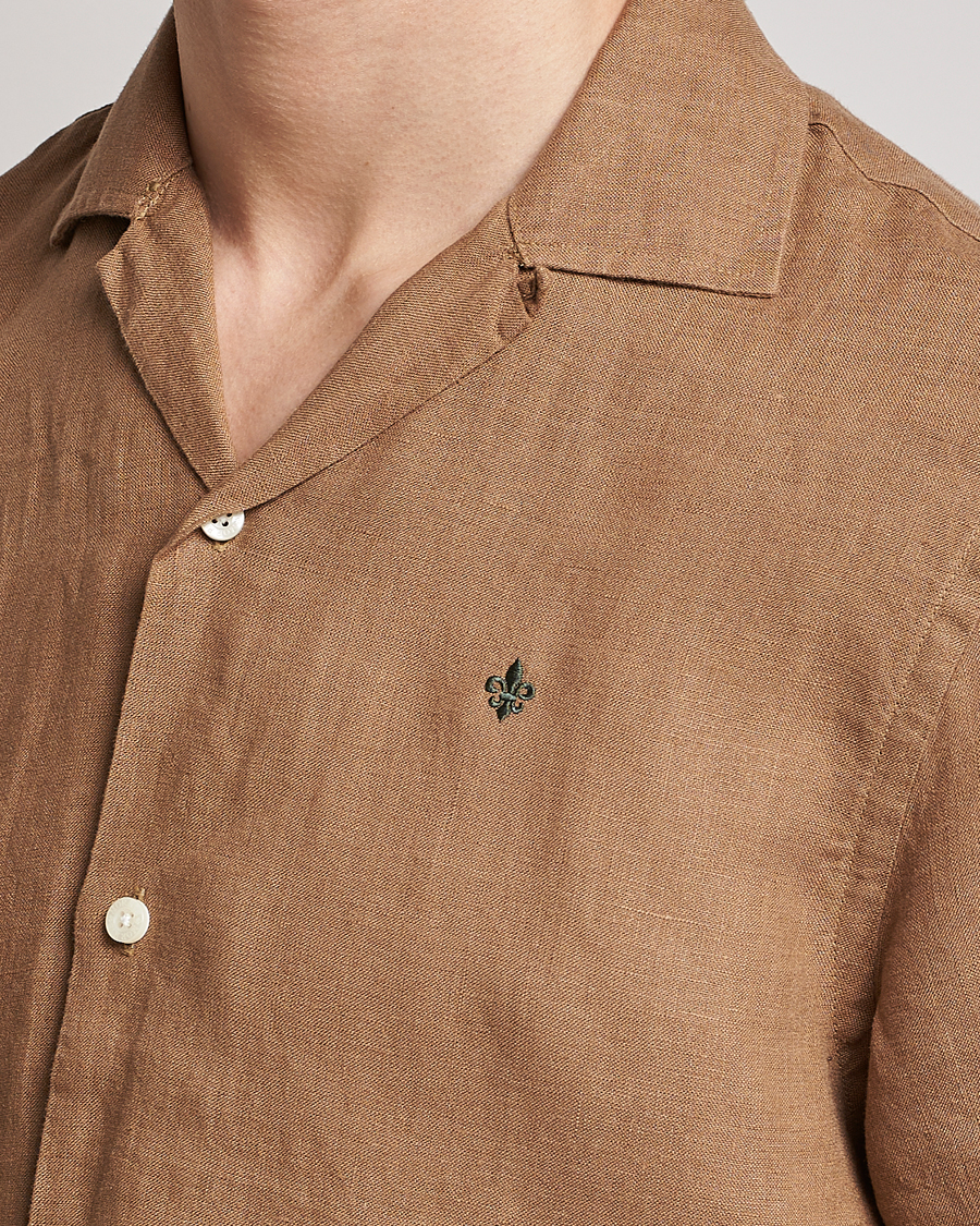 Herre | Skjorter | Morris | Douglas Linen Short Sleeve Shirt Khaki Brown