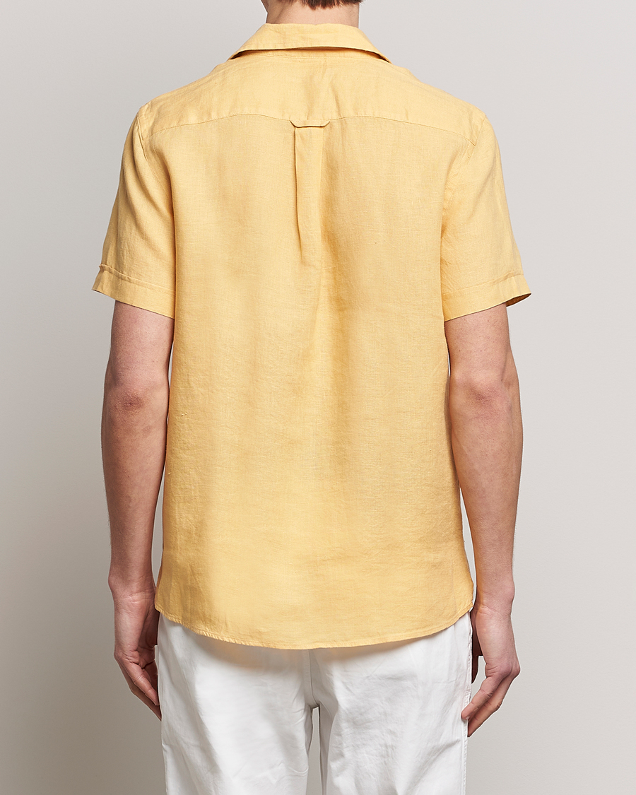 Herre | Skjorter | Morris | Douglas Linen Short Sleeve Shirt Yellow