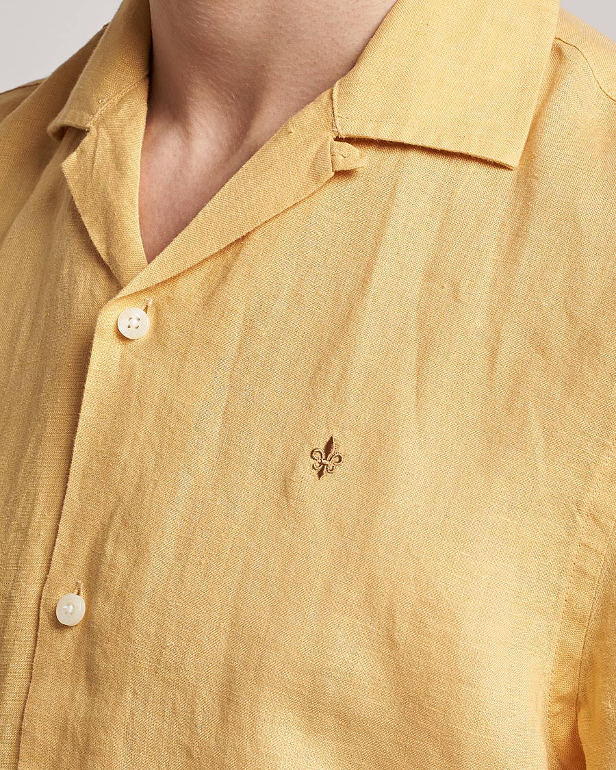 Herre | Skjorter | Morris | Douglas Linen Short Sleeve Shirt Yellow
