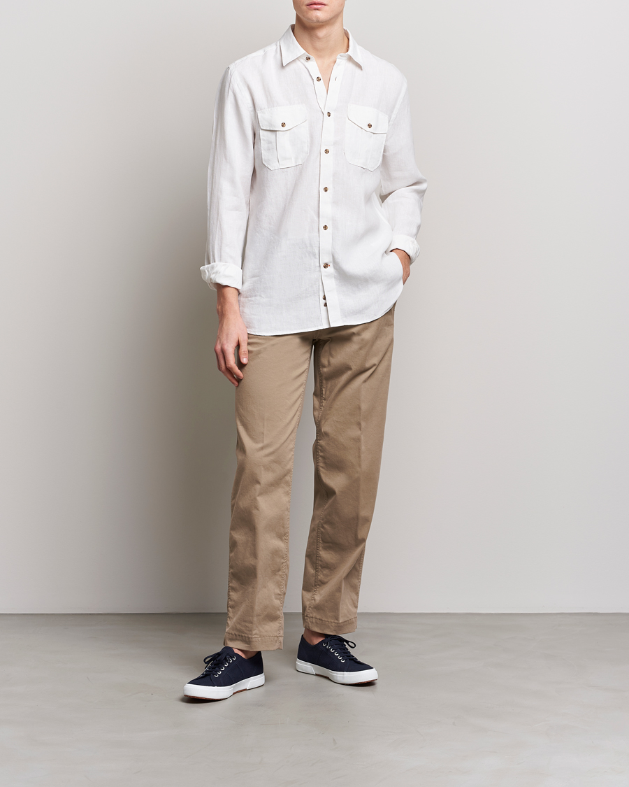 Herre | Skjorter | Morris | Safari Linen Shirt White