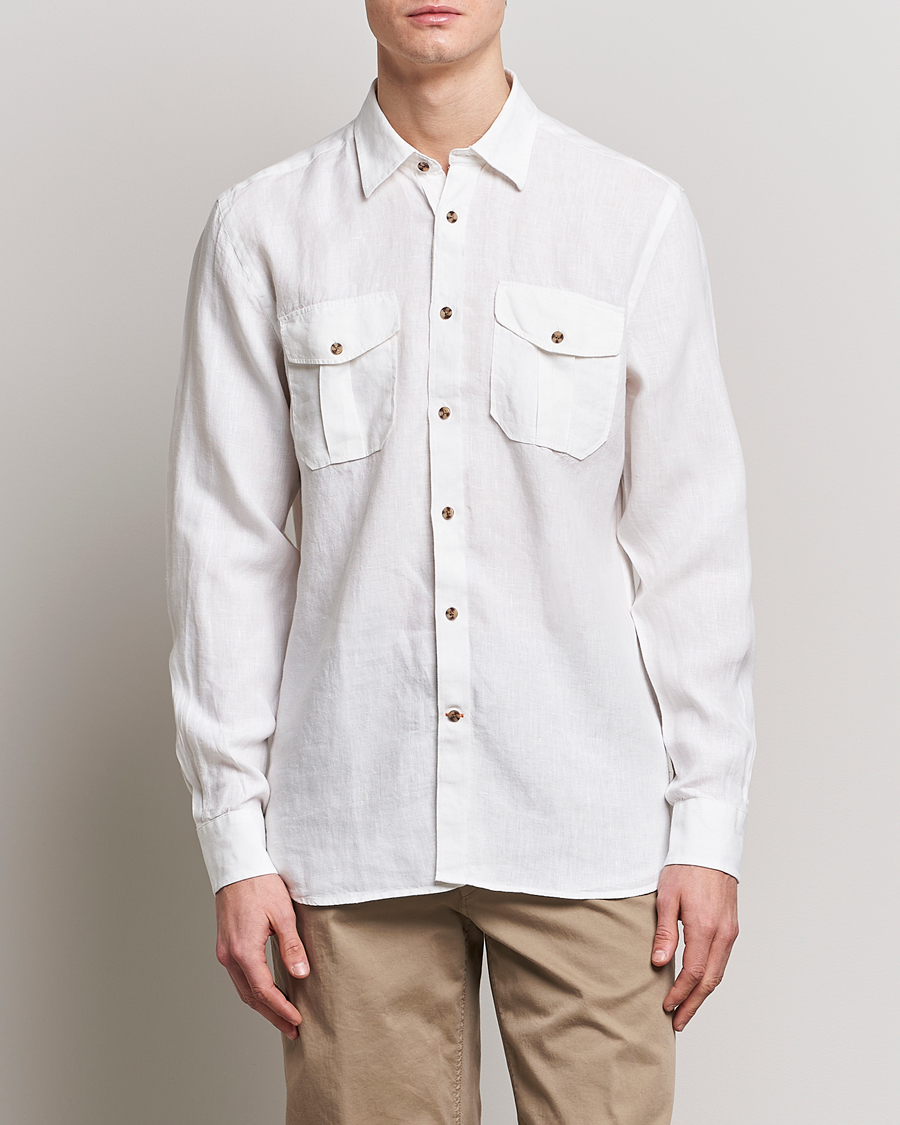 Herre |  | Morris | Safari Linen Shirt White