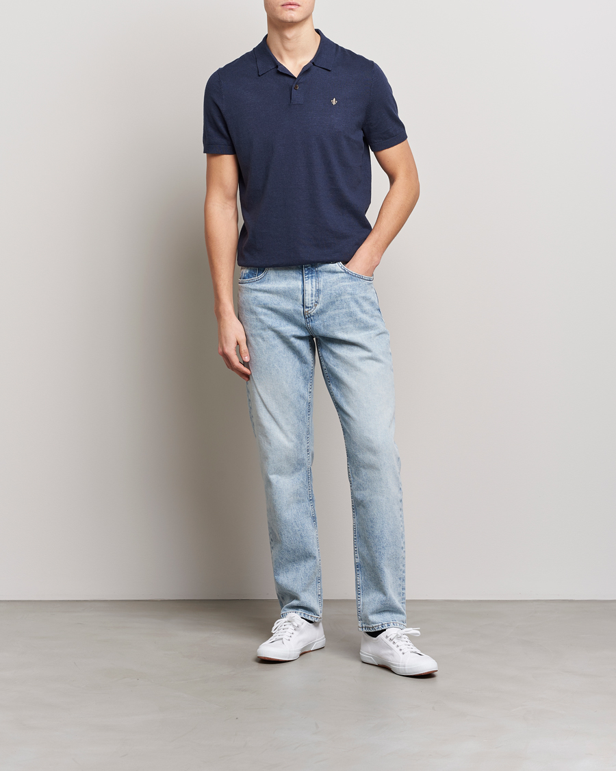 Herre | Pikéer | Morris | Harold Cotton/Linen Summer Polo Navy