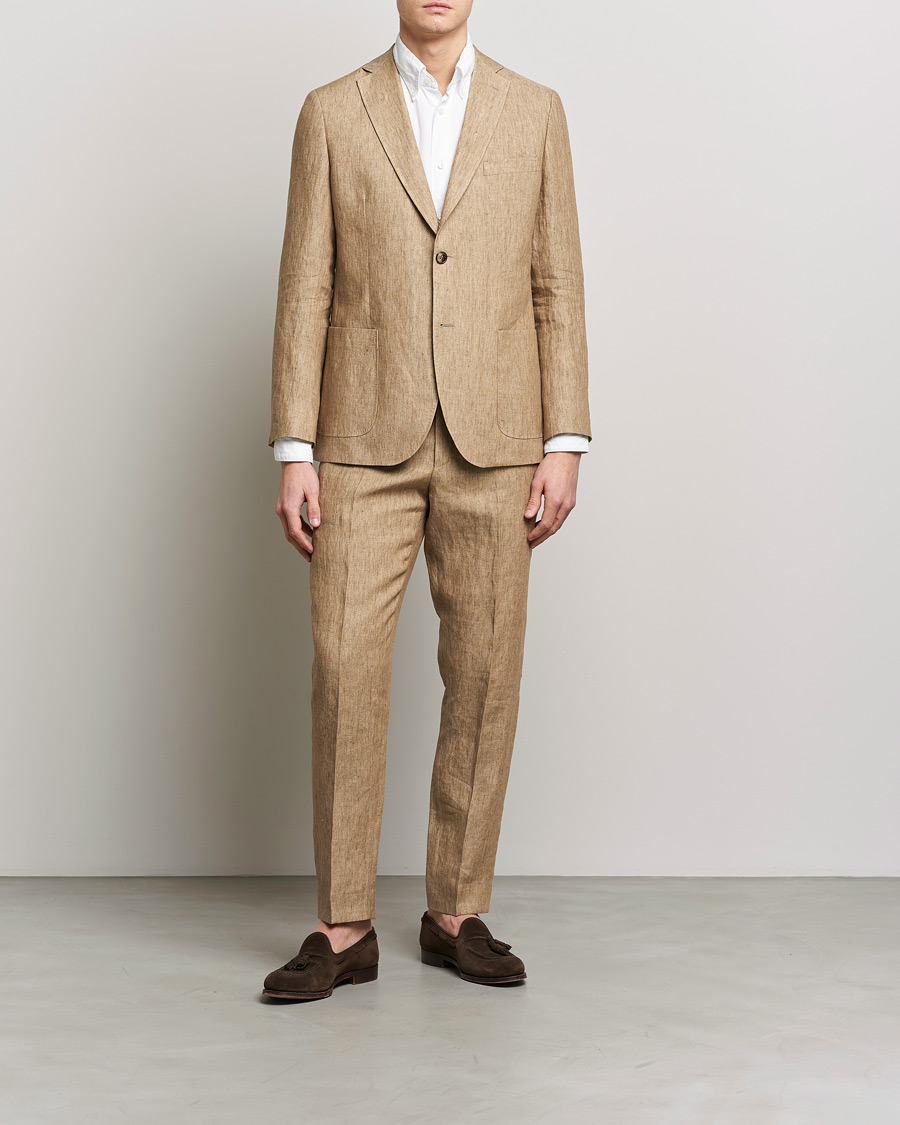 Herre | Bukser | Morris | Bobby Linen Suit Trousers Khaki