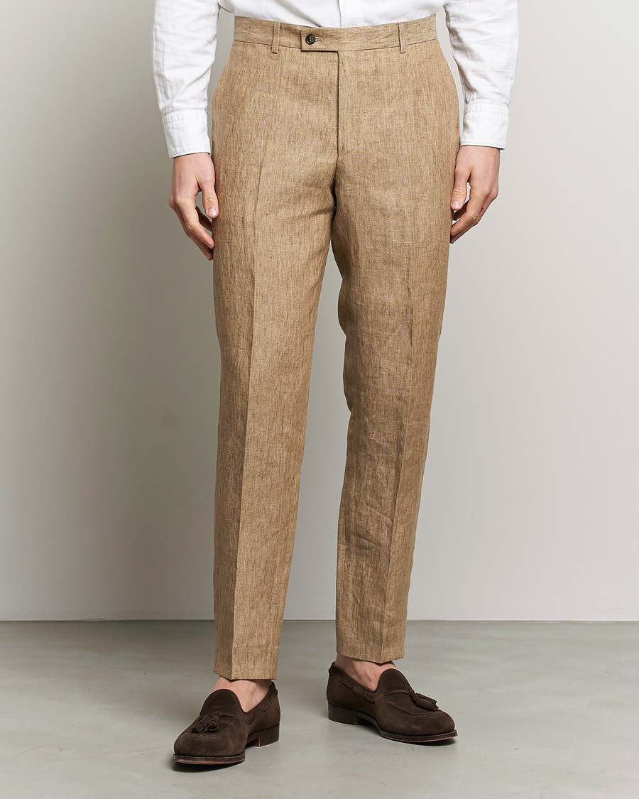 Herre | Bukser | Morris | Bobby Linen Suit Trousers Khaki