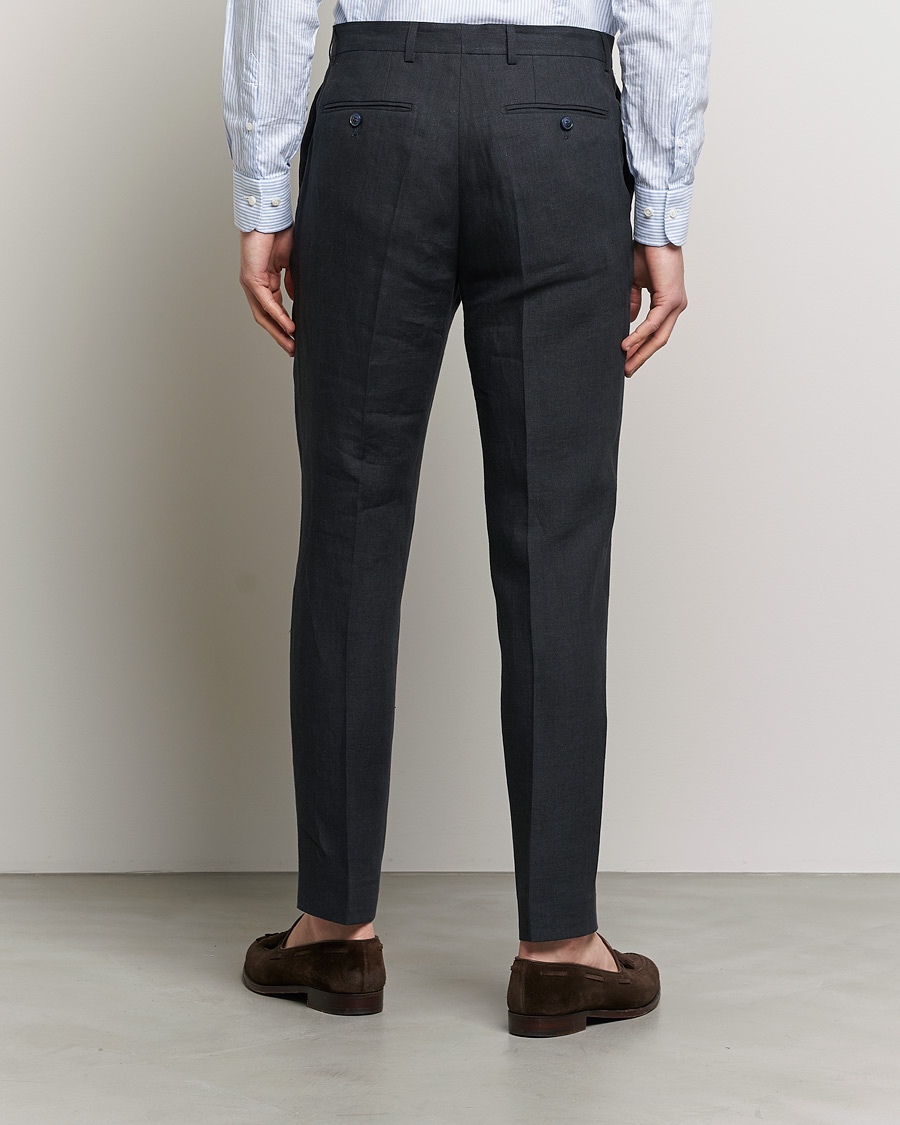 Herre | Bukser | Morris | Bobby Linen Suit Trousers Navy