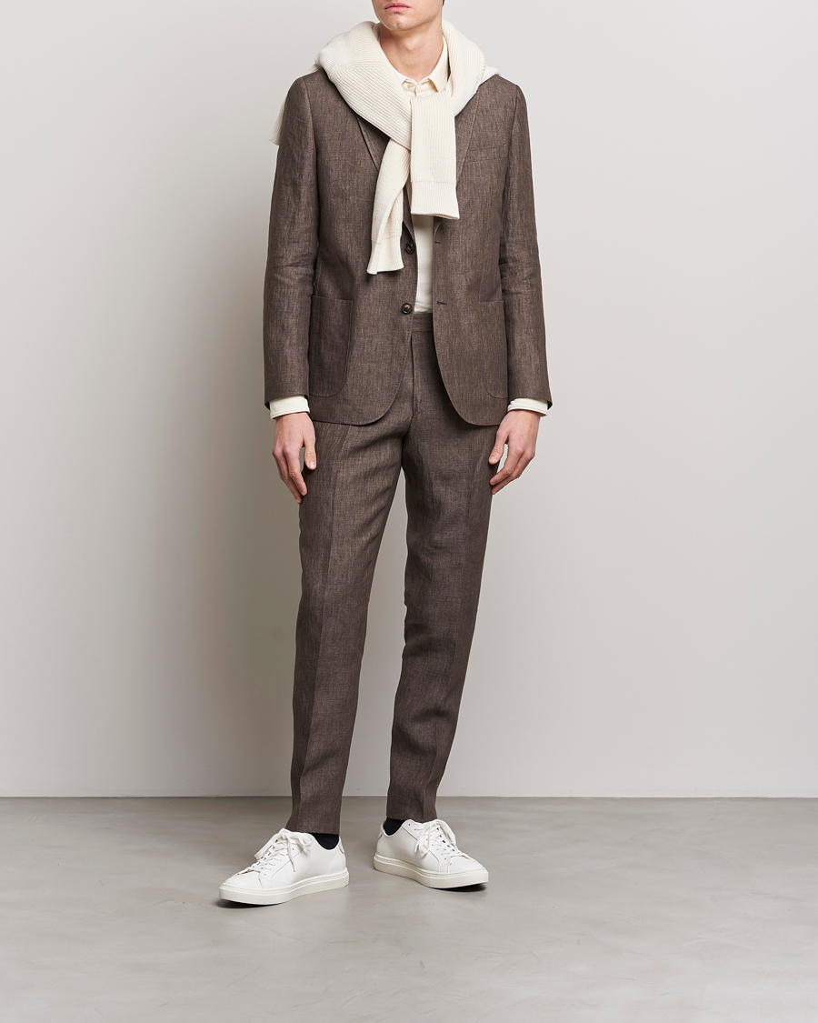 Herre | Bukser | Morris | Bobby Linen Suit Trousers Brown