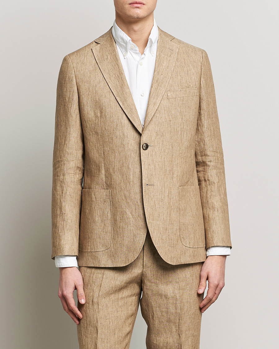 Herre | Linblazer | Morris | Archie Linen Suit Blazer Khaki