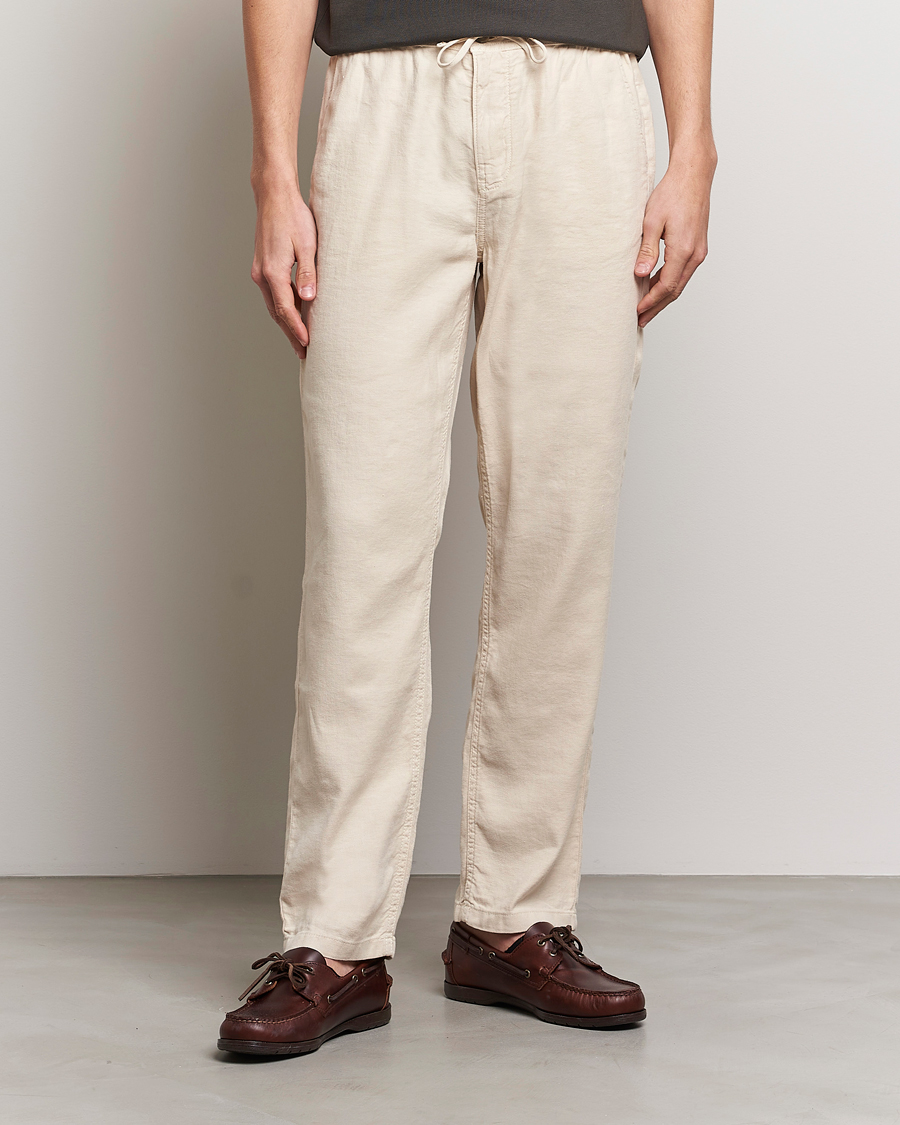 Herre |  | Morris | Fenix Linen Drawstring Trousers Beige