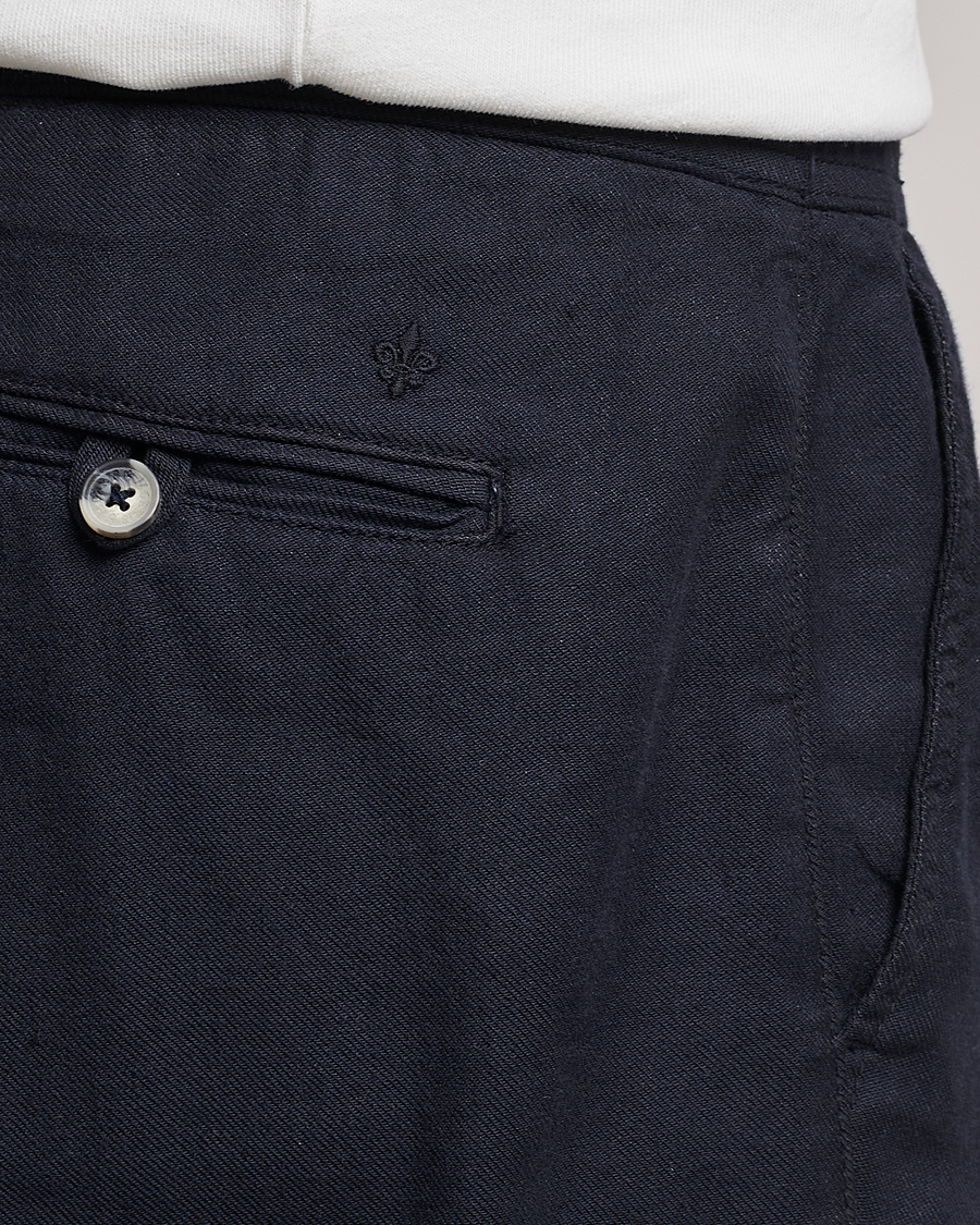 Herre | Bukser | Morris | Fenix Linen Drawstring Trousers Navy