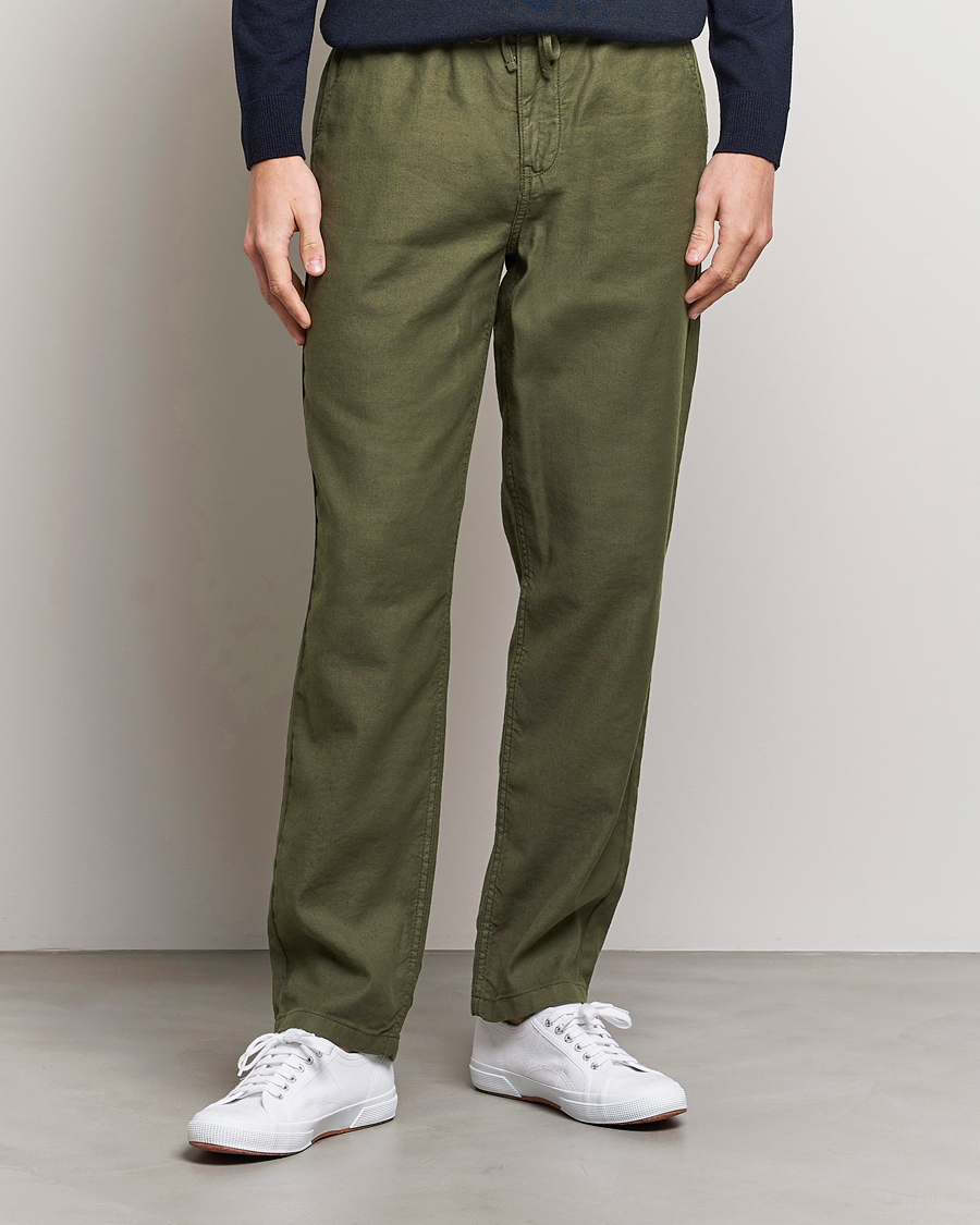 Herre |  | Morris | Fenix Linen Drawstring Trousers Olive