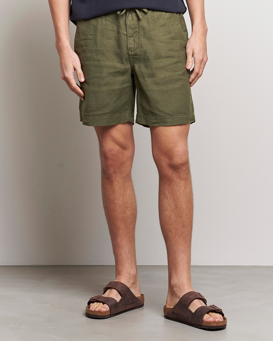 Herre | Shorts | Morris | Fenix Linen Drawstring Shorts Olive