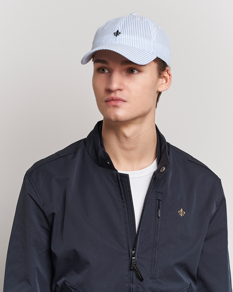 Herre | Morris Chapman StripedCotton Cap Blue/White | Morris | Chapman StripedCotton Cap Blue/White