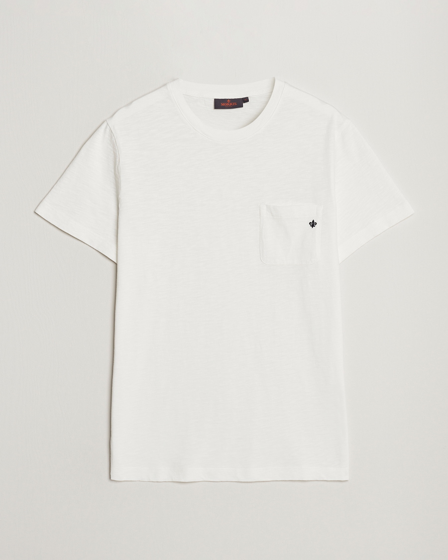 Herre | T-Shirts | Morris | Lily Slub Pocket Crew Neck Tee White