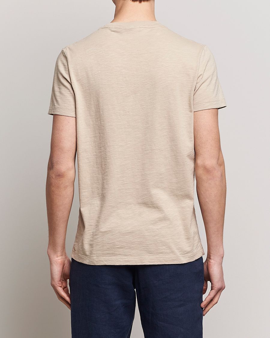 Herre | T-Shirts | Morris | Lily Slub Pocket Crew Neck Tee Beige