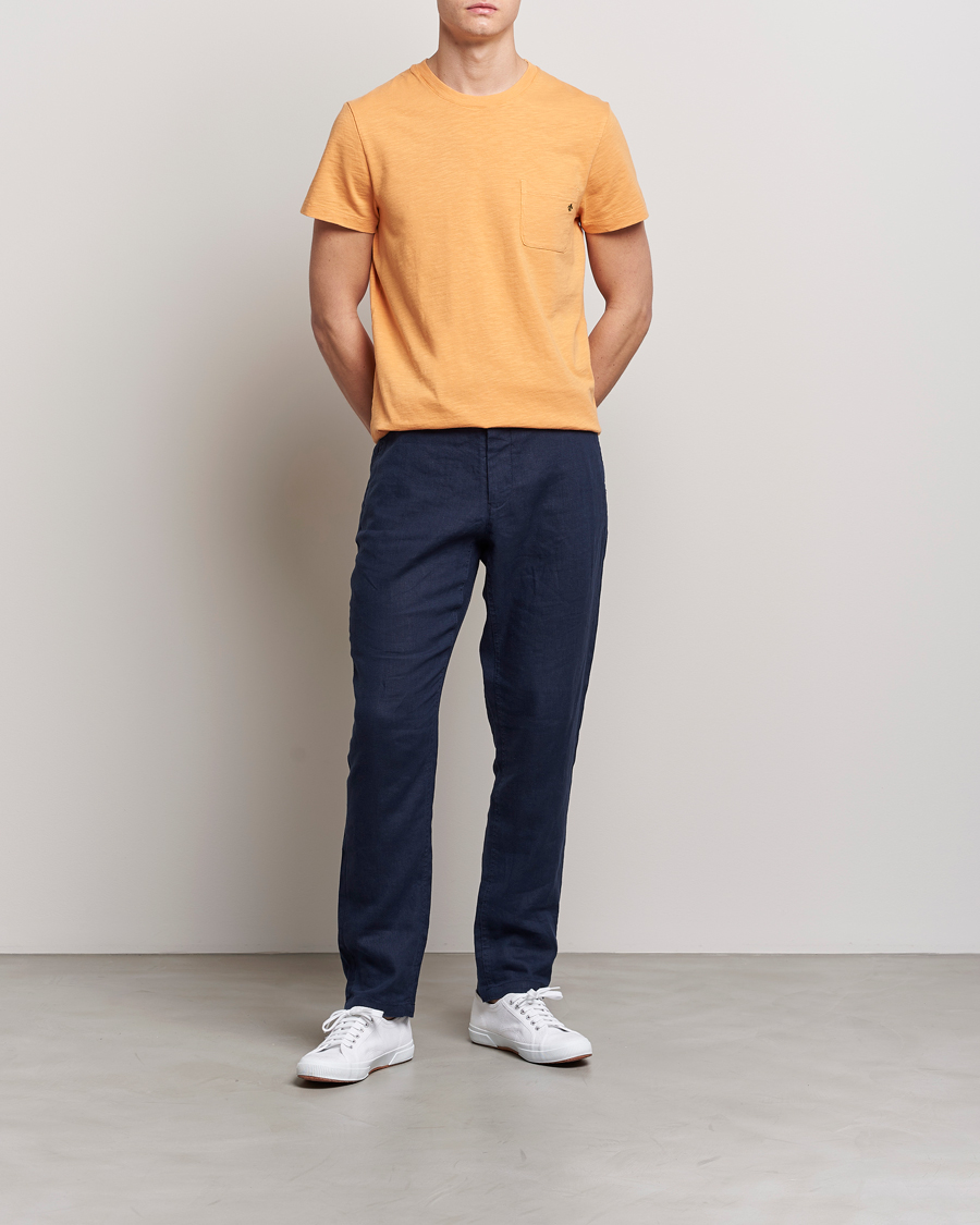 Herre | T-Shirts | Morris | Lily Slub Pocket Crew Neck Tee Orange