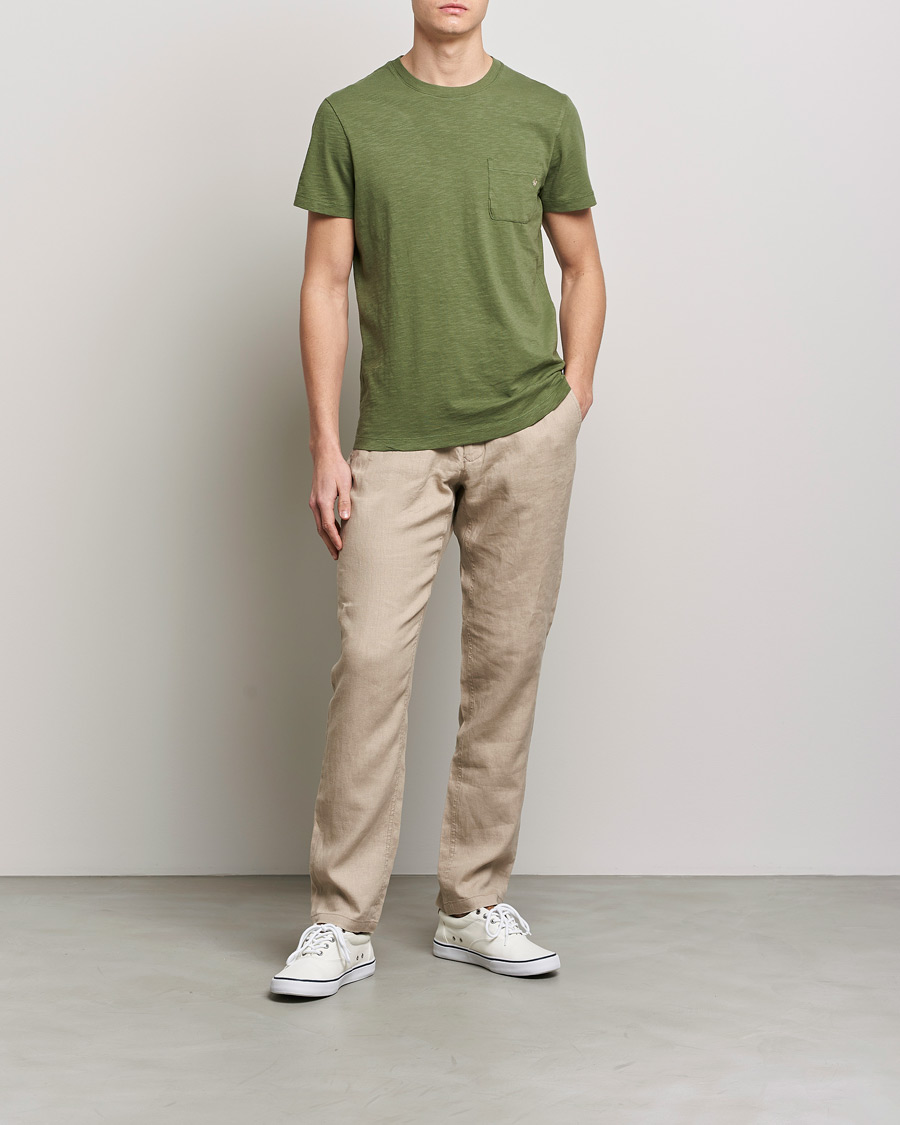 Herre | T-Shirts | Morris | Lily Slub Pocket Crew Neck Tee Olive