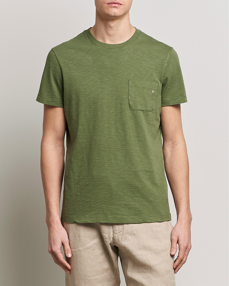 Herre | T-Shirts | Morris | Lily Slub Pocket Crew Neck Tee Olive