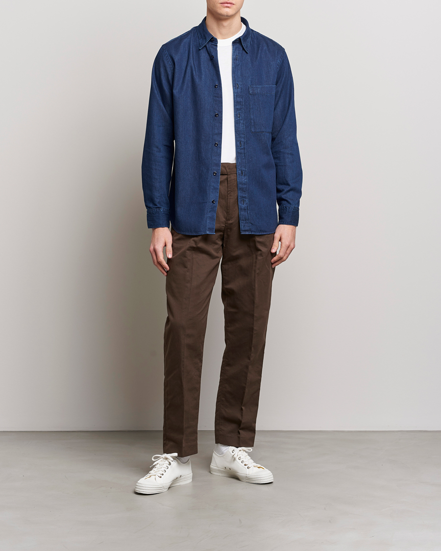 Herre | Skjorter | NN07 | Cohen Tencel Denim Shirt Dark Indigo