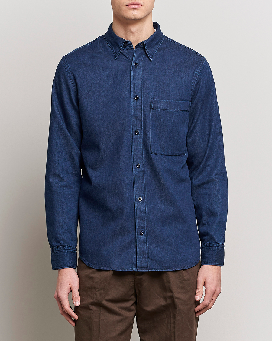 Herre | Skjorter | NN07 | Cohen Tencel Denim Shirt Dark Indigo